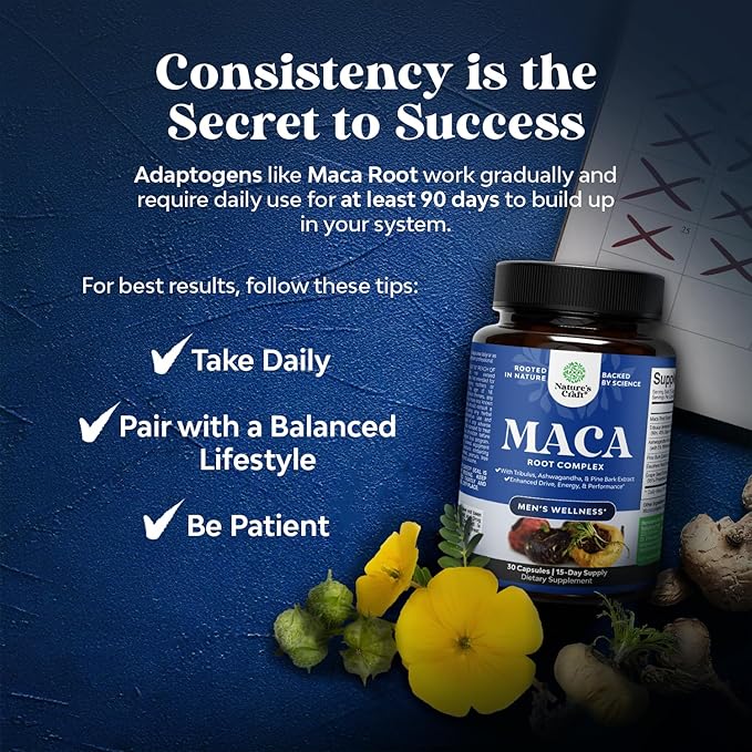 Potent Black Maca Root Capsules for Men - Herbal Wellness Supplement with Siberian Ginseng Ashwagandha and Black Maca Root - Men’s Wellness Supplement to Support General Health (Trial Size)
