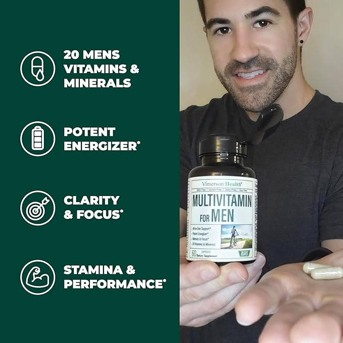 Vimerson Health Multivitamin for Men & Tongkat Ali for Men with Horny Goat Weed, Maca Root Powder, Tribulus Terrestris, Saw Palmetto Extract
