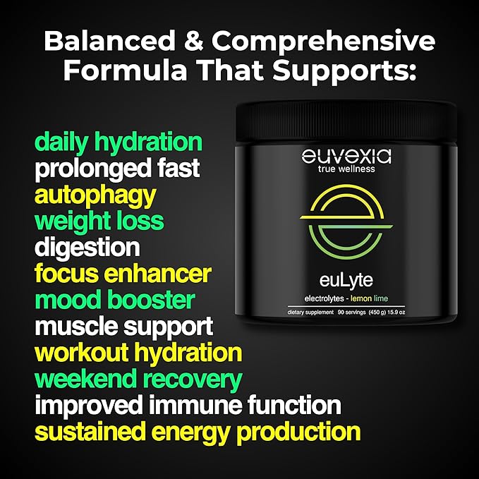 euLyte Electrolytes Powder No Sugar (90 Serv) Sodium Calcium Potassium Magnesium Trace Minerals Zinc Manganese Zero Sugar Free Hydration Drink Keto Fasting by Dr Sten Ekberg