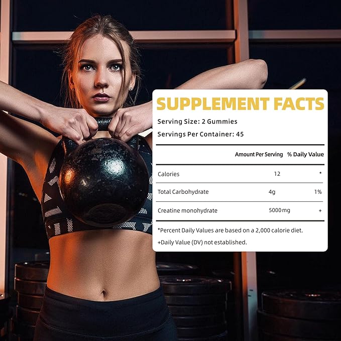 Creatine Monohydrate Gummies for Men & Women, Chewables Creatine Monohydrate for Muscle Strength, Muscle Builder, Energy Boost, Pre-Workout Supplement(90 Count)-Pineapple Flavor.