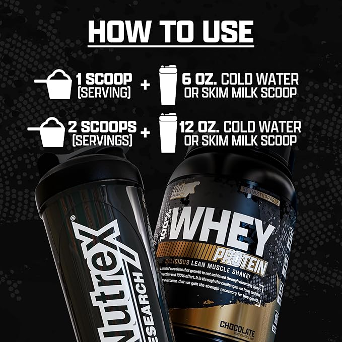 Nutrex Research Chocolate Whey Protein Powder | 100% Whey Protein Supplement | Enhanced Muscle Builder & Recovery Protein with Digestive Enzymes for Men & Women - 25g Protein (Chocolate, 2 Pound)