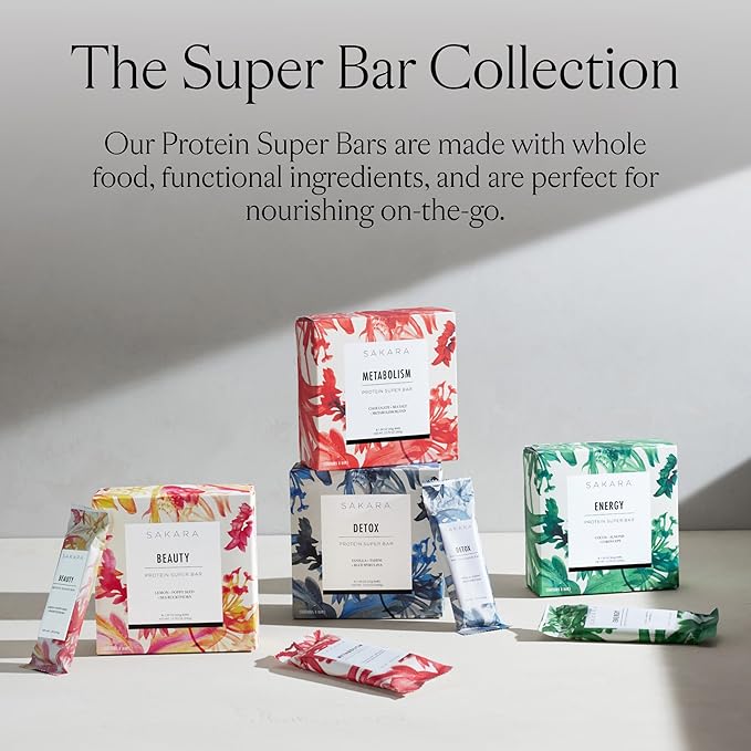Sakara Metabolism Protein Super Bar - Sea-Salt Chocolate Protein Bar, Clean Protein Bars, 12g Plant Based Protein, Pre Post Workout Energy Bar