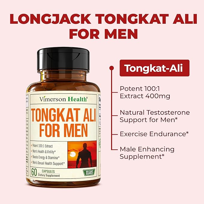 Tongkat Ali for Men - Premium & Potent Testosterone Supplement for Men with Longjack Tongkat Ali Powder - Male Enhancing Supplement for Workout - Testosterone Support & Muscle Builder - 2 Month Supply