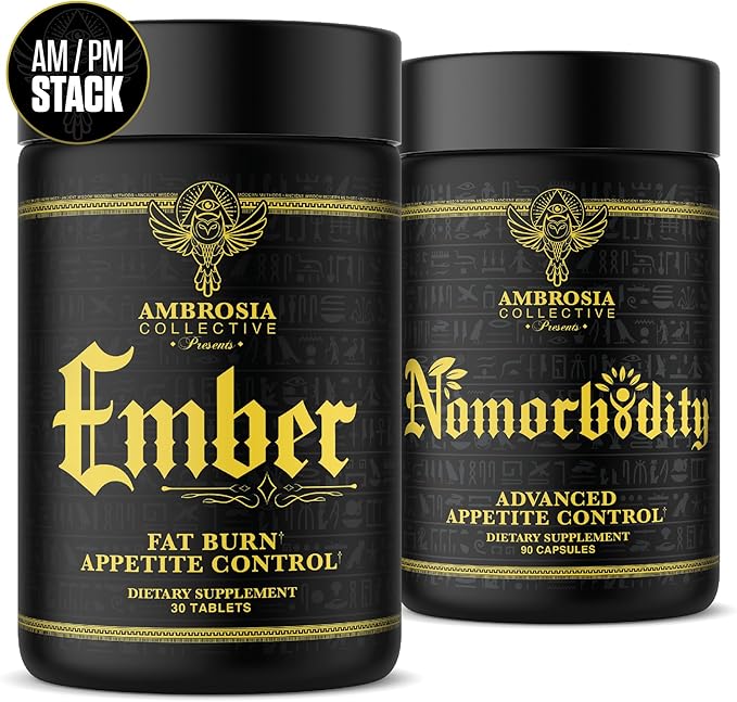 Ambrosia Nomorbidity Advanced Appetite Control & Ember Thermogenic Fat Burner | Powerful Hunger Management, Appetite Support & Fat Burning System with KSM-66 Ashwagandha, Garcitrin, CapsiMax™, Africa