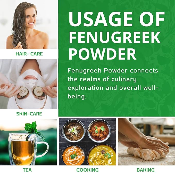 Jiva Organics Organic Fenugreek Powder 7oz Bag - Gluten Free, Non-GMO, Methi Powder, Pure, Raw & Natural - Great As A Spice Or Even For Hair Growth - Product of India