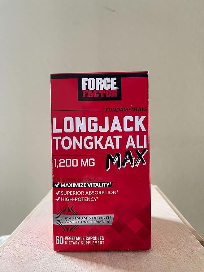 Force Factor Longjack Tongkat Ali Max, Tongkat Ali for Men, Male Stamina and Vitality Supplement Made with Key Natural Ingredients for Superior Absorption, 1200mg, 120 Capsules, 2-Pack