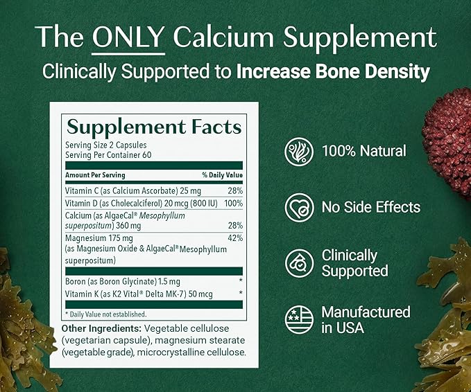 AlgaeCal Bundle - All Natural Calcium Supplement VIT D3 & K2, Magnesium, Boron and Trace Minerals & Triple Power Omega-3 Fish Oil Natural Liquid Emulsion with EPA DHA Curcumin, Astaxanthin