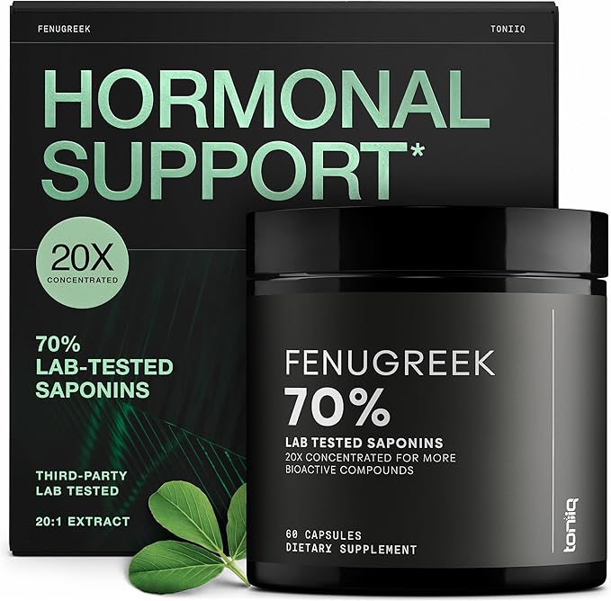 Fenugreek Capsules - Ultra High Potency 20:1 Extract with 70% Saponins - Highly Concentrated - Third-Party Lab Tested - 60 Capsules