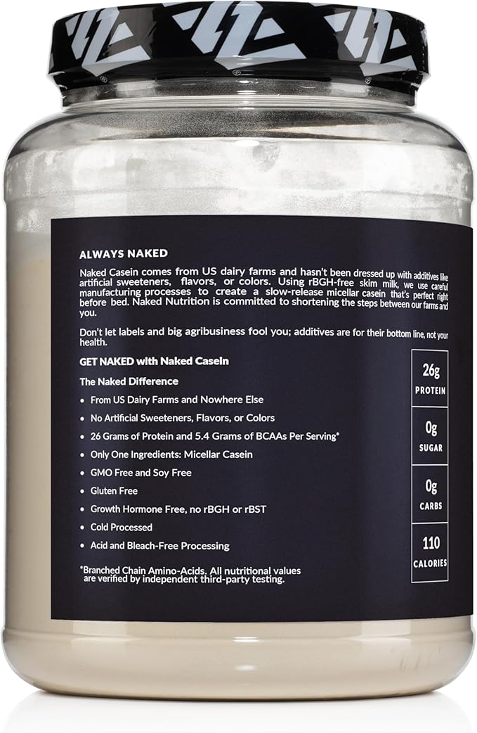 NAKED Casein - 2Lb Micellar Casein Protein - Bulk, GMO-Free, Gluten Free, Soy Free, Preservative Free - Stimulate Muscle Growth - Enhance Recovery - 30 Servings