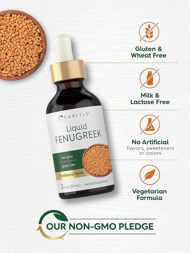 Carlyle Fenugreek Extract Liquid | 2 fl oz | Vegetarian Tincture | Non-GMO, Gluten Free | Traditional Herbal Supplement Drops