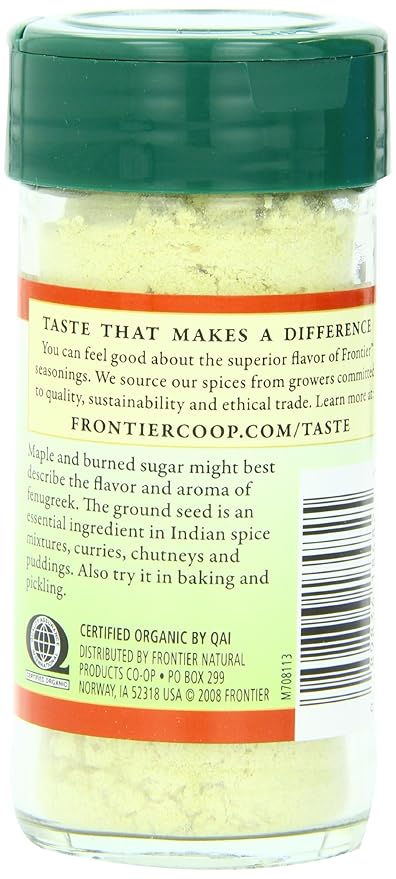 Frontier Organic Fenugreek Seed, Ground, 2 Ounce (Pack of 12)