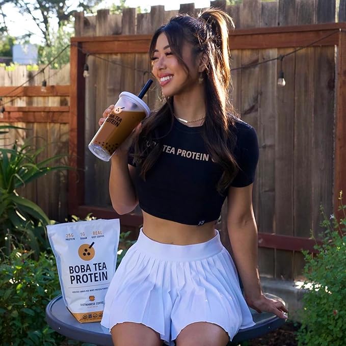 Boba Tea Protein Vietnamese Coffee | 25g Grass-Fed Whey Protein Isolate Powder | 112mg Caffeine | Gluten-Free & Soy-Free Bubble Tea Drink | Real Ingredients & Lactose-Free Protein Drink | 25 Servings