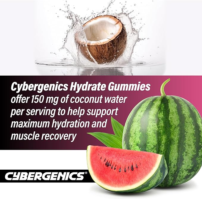 Hydrate Gummies, Vital Electrolytes, Supports Recovery, Supports Hydration, with Coconut Water, Potassium & Chloride, Cellular Hydration, Watermelon Flavor, 60 Gummies, 30 Servings