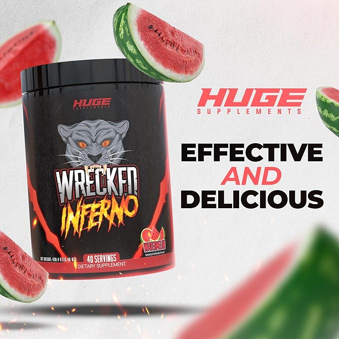 Wrecked Inferno - Thermogenic Pre Workout For Men & Women, Increase Energy, Boost Thermogenesis & Metabolism, Enhance Exercise Performance - Contains L-Citrulline, L-Carnitine, Beta-Alanine & More