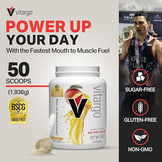 Vitargo Carbohydrate Powder | Feed Muscle Glycogen 2X Faster | 4.4 LB Mango Pre Workout & Post Workout Recovery Powder | Carb Supplement for Recovery, Endurance, Gain Muscle Mass