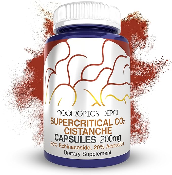 Nootropics Depot Cistanche Supercritical CO2 Extract Capsules | 20% Echinacoside + 20% Verbascoside (Acetoside) | 120 Count