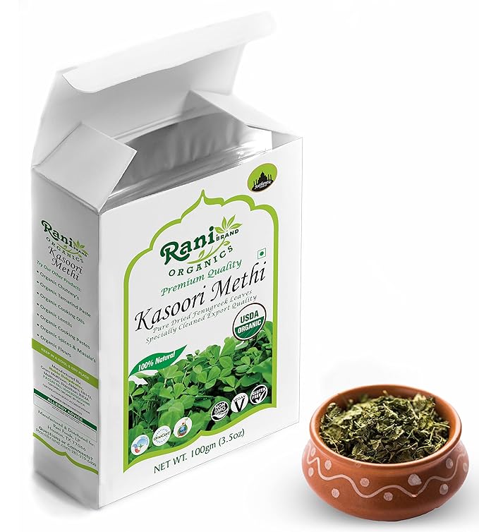 Rani Organic Fenugreek Leaves Dried (Kasoori Methi) 3.5oz (100g) ~ All Natural | Vegan | Gluten Friendly | NON-GMO | Indian Origin | USDA Certified Organic