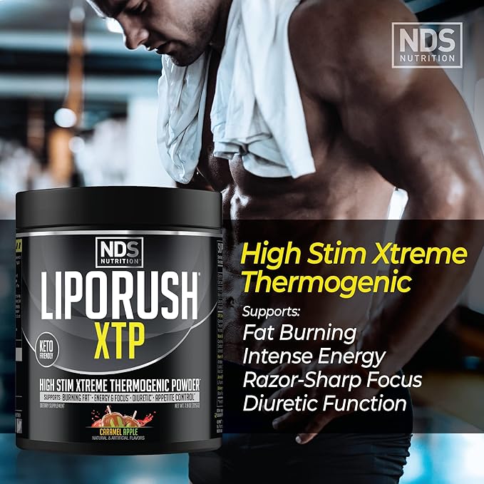 NDS Nutrition XTP Thermogenic Fat Burner with L-Carnitine - Energy, Focus, and Appetite Control - Extreme Thermogenic Fat Burning Powder Weight Loss - Caramel Apple (45 Servings)
