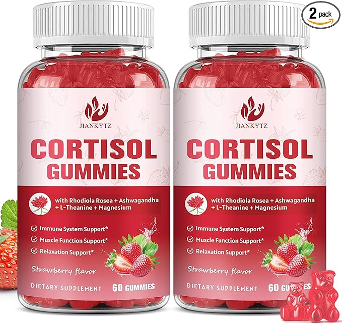 (2 Pack) Cortisol Supplement Gummies for Women with Rhodiola Rosea, Ashwagandha, Magnesium, Balanced Cortisol, Zzz Support, Non-GMO,120 Gummies