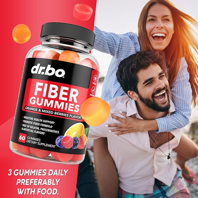 Fiber Gummies for Adults & Kids - Tasty Gummy Prebiotic Fiber Supplement, Max Digestive Gut Health Supplements for Women & Men - Daily Cleanse High Chicory Root Inulin Prebiotics - 60 Chewable Gummies