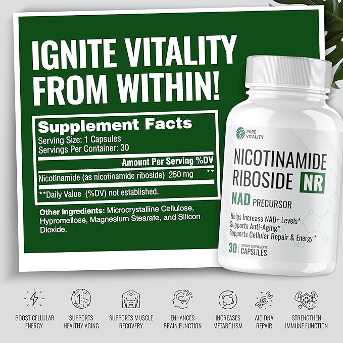 NAD Supplement | New Nicotinamide Riboside NAD+ & NR (Flush Free) | NMN Alternative | Boost Natural NAD for Anti-Aging Effects, Longevity & Cognitive Function – 30 Day Supply