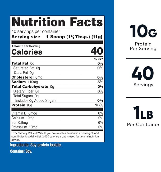 Nutricost Soy Protein Isolate Powder, 1 LB Unflavored - 10 Grams of Protein Per Serving, Vegan, GMO-Free & Gluten Free
