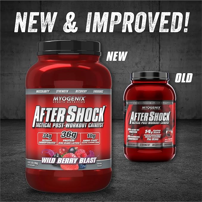 MYOGENIX Aftershock Post Workout, Muscle Growth Whey Protein Powder | Wildberry Blast 3 LBS