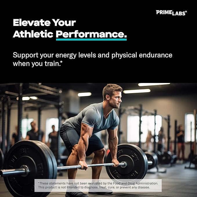 Prime Labs Prime Test Testosterone Booster + L Arginine Nitric Oxide Capsules - 60 Count Each