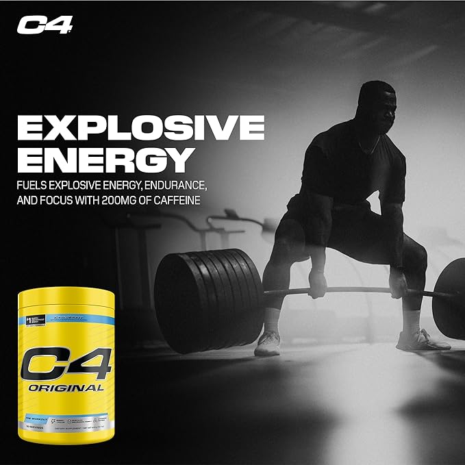 Cellucor C4 Original Pre Workout – Pre-Workout for Endurance, Focus & Performance with 200mg Caffeine, Beta-Alanine, Creatine Nitrate, L-Arginine & PeptiPump – Sugar Free, 50 Servings, ICY Blue Razz