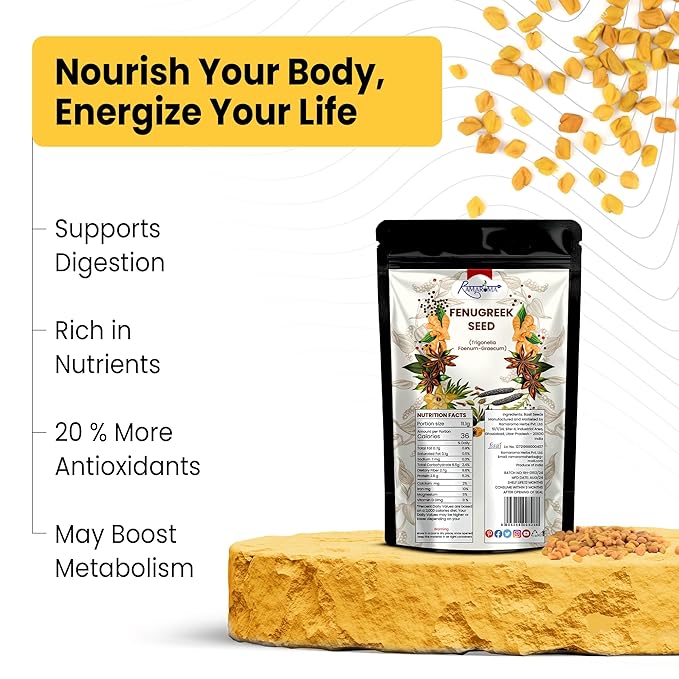 Ramaroma Fenugreek (Methi) Seeds Whole 5.1oz 144g Jar, Trigonella foenum graecum ~ All Natural | Vegan | Gluten Friendly | Non-GMO | Indian Spices & Masala, used in cooking & Ayurvedic spice