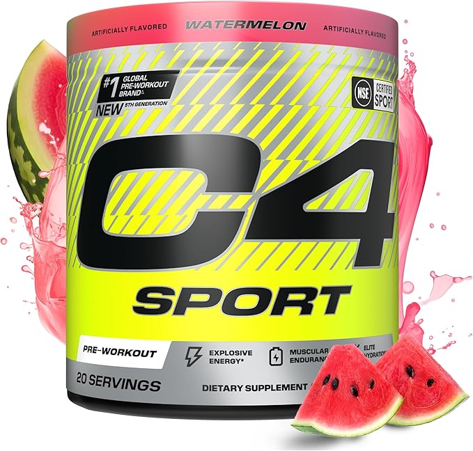 Cellucor C4 Sport Pre Workout Powder - NSF Certified for Sport - Elite Hydration - 200mg Caffeine + Creatine + Beta-Alanine - Electrolytes and Energy Supplement - Watermelon, 20 Servings