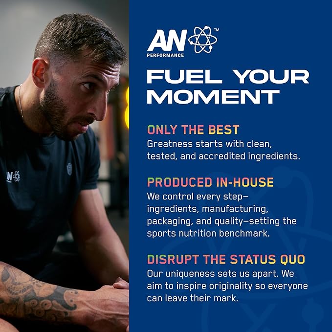 AN Performance Pre-Workout Powder Supplement for Men & Women | Energy Drink Mix with 300mg Caffeine + Beta Alanine + Citrulline | Third-Party Tested | Peach Mango | 30 Servings