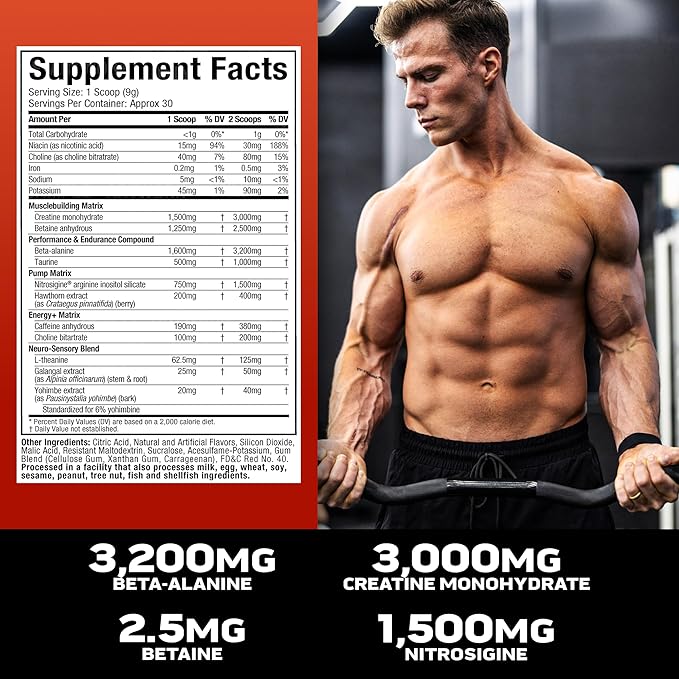 MuscleTech Pre-Workout Powder, Vapor X5 - Sports Nutrition Muscle Building Supplements for Women & Men - Intense Muscle Pump Energy Powder Drink Mix - Miami Spring Break, 272g (30 Servings)