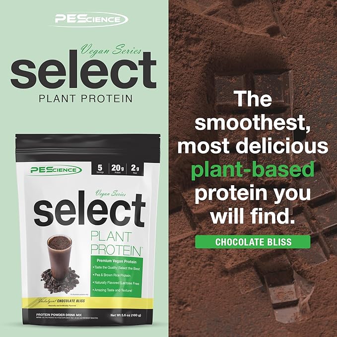 PEScience Select Vegan Plant Based Protein Powder, Chocolate Bliss, 5 Serving, Premium Pea and Brown Rice Blend