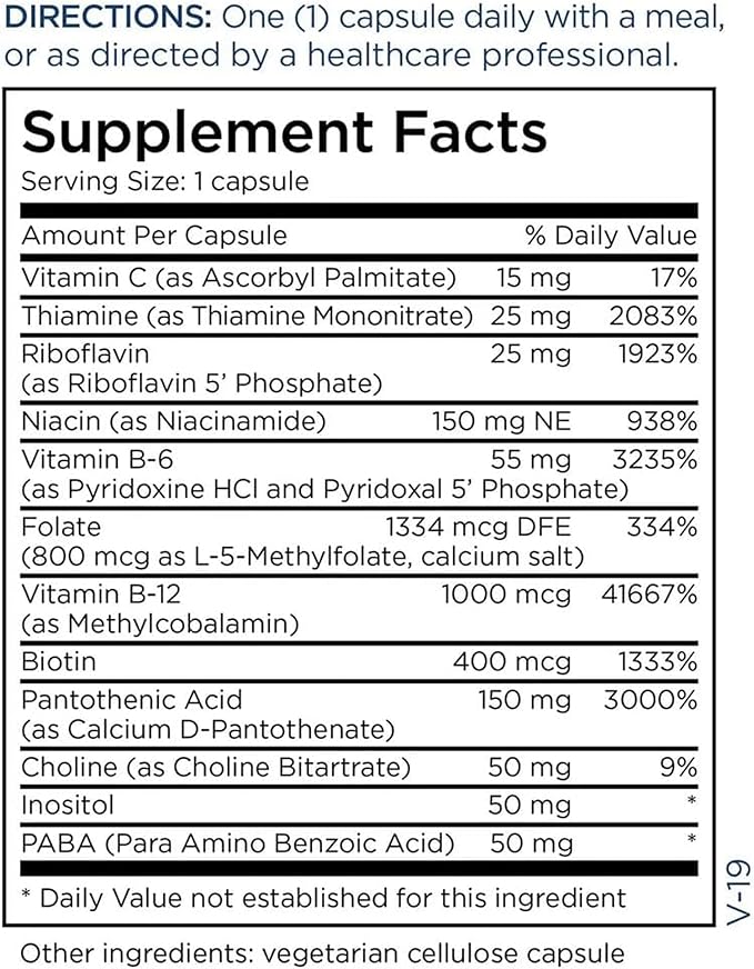 Metabolic Maintenance B-Complex - Methylated Vitamin B Complex for Women and Men, Cellular Energy Support with Folate, Niacin and Biotin, VIT B Supplement - 90 Vegan Capsules (Pack of 1)