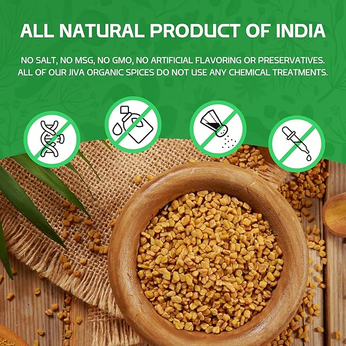 Jiva Organic Fenugreek Seeds 2.5 LB Bulk - Non-GMO, Gluten Free, Non Irradiated Whole Methi Seeds (Fenogreco En Semillas)