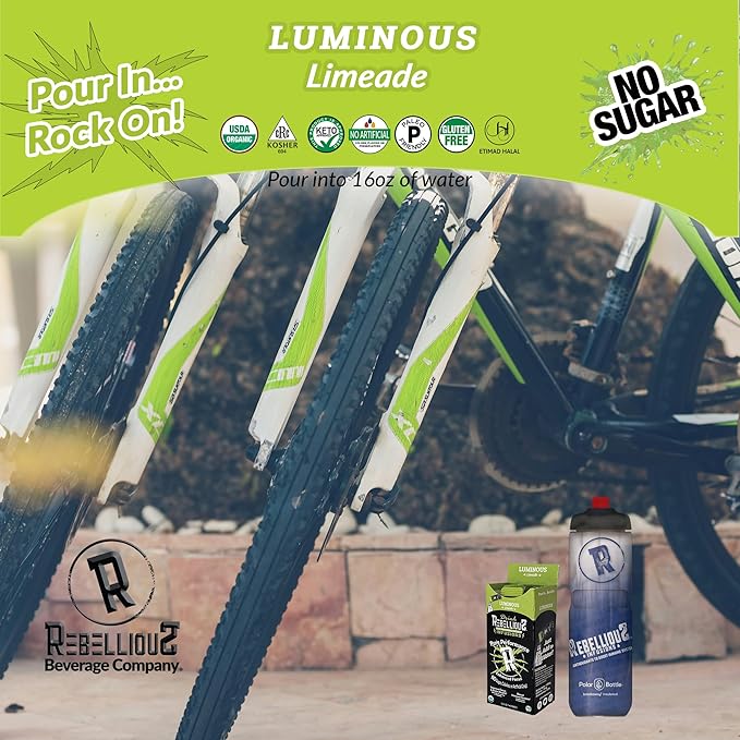 Luminous Limeade Organic Energy Drink Mix – 0 Calories, Sugar Free, Loaded with Antioxidants, L-Theanine, and Natural Caffeine – 10 Count
