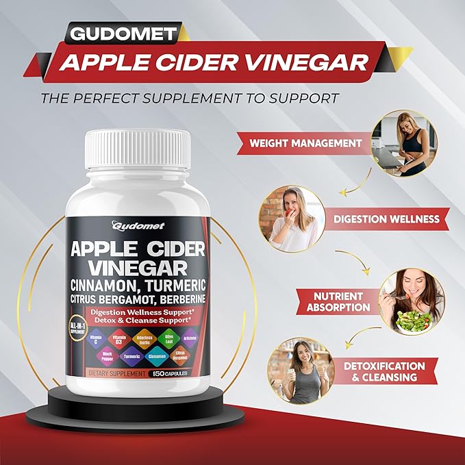 Apple Cider Vinegar Ceylon Cinnamon Turmeric Odorless Garlic Olive Leaf Artichoke Black Pepper -150 Capsules- Made in USA