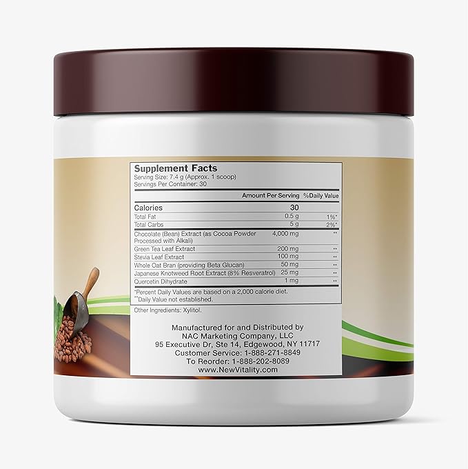 Coco Complete by New Vitality – Immune System and Boosting Superfood Powder Supplement, Energy Support, Sugar Free, Real Cocoa Powder & Green Tea Extract, Chocolate Flavor, 30 Servings