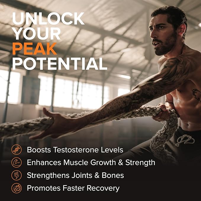 Peak Potential 12-in-1 Testosterone Support for Men – Strength & Energy Supplement – Natural Muscle Builder with Tongkat Ali, Ashwagandha, Fenugreek, Tribulus – 90 Capsules