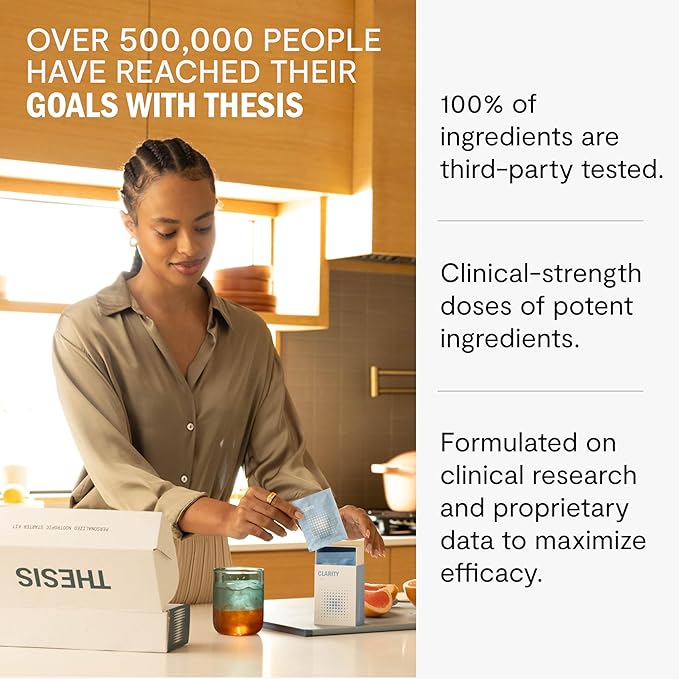 Thesis Clarity - Focus Supplements with Nootropics for Daily Brain Support - Lion's Mane & Alpha GPC to Support & Maintain Focus (24 Servings)