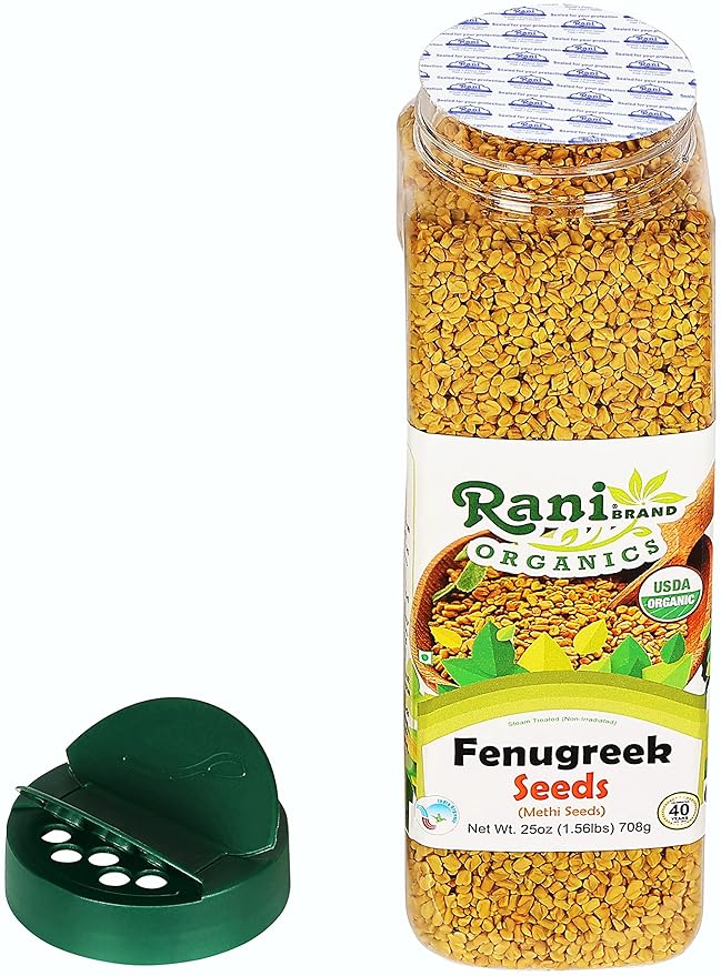Rani Organic Fenugreek (Methi) Seeds Whole 25oz (1.56lbs) 708g PET Jar, Trigonella Foenum Graecum ~ All Natural | Vegan | Gluten Friendly | NON-GMO | Indian Origin | USDA Certified Organic
