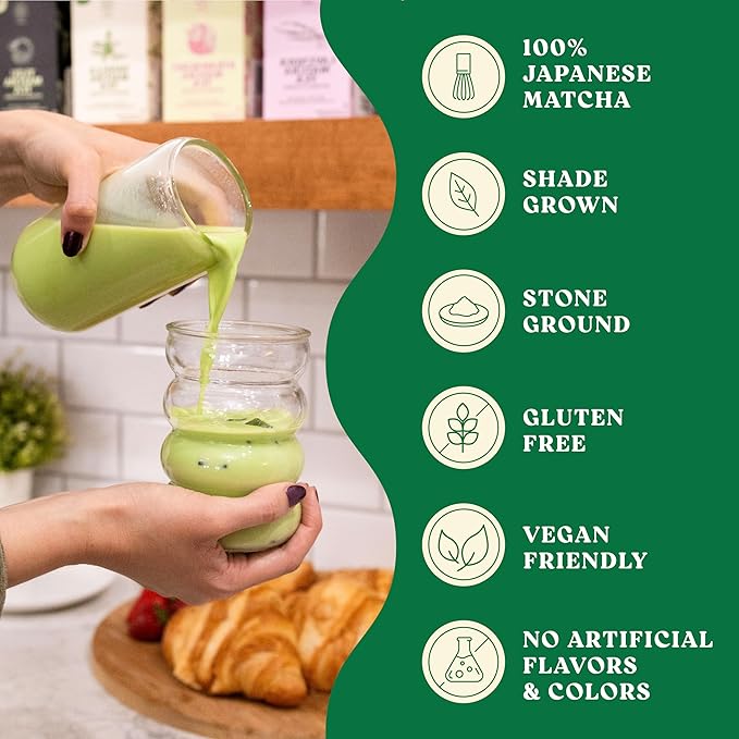 Harmony Matcha Vanilla – Premium Japanese Matcha Powder, Shade-Grown & Stone-Ground, Rich in Antioxidants & L-Theanine, Sweetened with Organic Sugar, No Preservatives, 10 Stick Packs