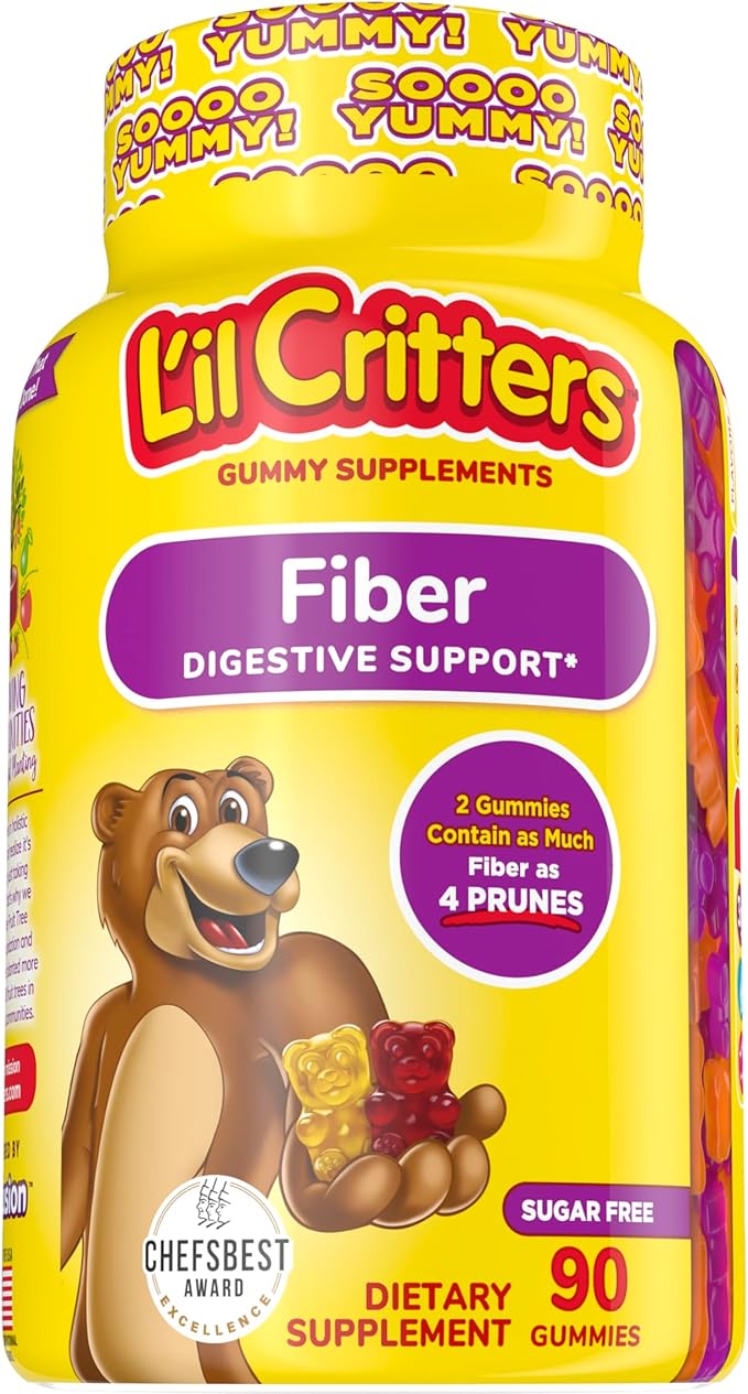 Flintstones Vitamins Chewable Kids Vitamins, Complete Multivitamin & L’il Critters Fiber Daily Gummy Supplement for Kids, for Digestive Support, Berry and Lemon Flavors, 90 Gummies