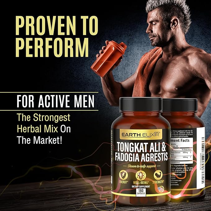 Fadogia Agrestis & Tongkat Ali for Men – Non-GMO, Pure 2-in-1 Tongkat Ali & Fadogia Agrestis for Men and Woman – Natural Energy, Hormonal & Fitness Support – 180 Longjack Capsules