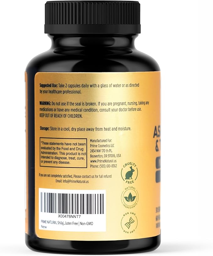 Shilajit 10,000mg, Irish Sea Moss 2000mg, Ashwagandha 3000mg, Tongkat Ali 30,000mg, Boron, Magnesium, PQQ & More | 60 Capsules - 30 Days Supply| Fulvic Acid Veg Capsules| Vegan| Gluten Free | Non-GMO