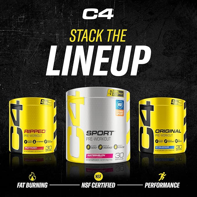 Cellucor C4 Original Pre Workout Powder Fruit Punch | Vitamin C for Immune Support | Sugar Free Preworkout Energy for Men & Women | 150mg Caffeine + Beta Alanine + Creatine | 30 Servings