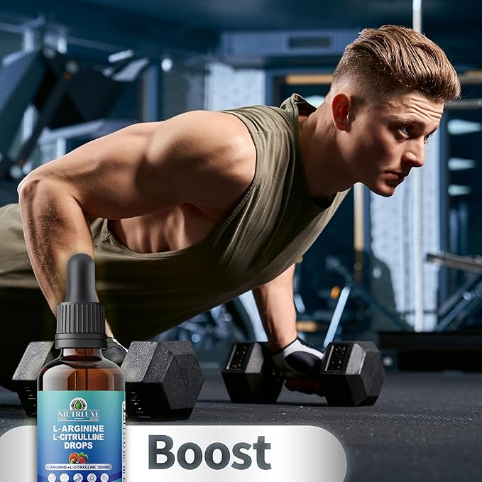 L-Arginine L-Citrulline Drops Liquid, L-Arginine for Men with Boron and Zinc, High Absorption L-Arginine L-Citrulline Supplements, Sublingual Liquid L-Arginine 1000 mg,Vegan, Non GMO, 60ml