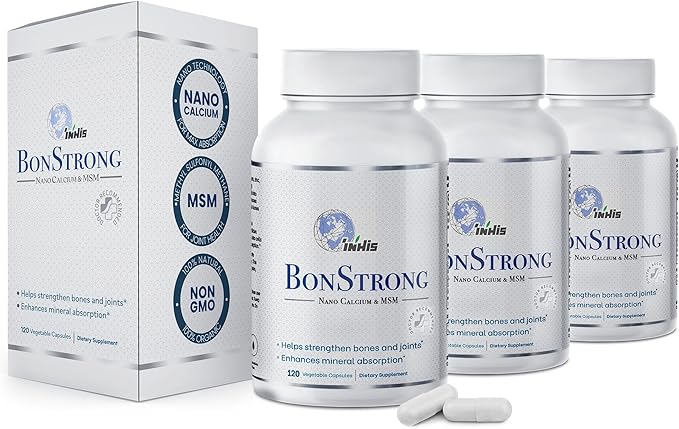 Nano Calcium Supplements for Bone Health 3X 120 Capsules with MSM Made in USA-Calcium Supplements Women, Vitamin D3 with Calcium Supplement for Men, Bone Support, Vitamins for Bones and Joints