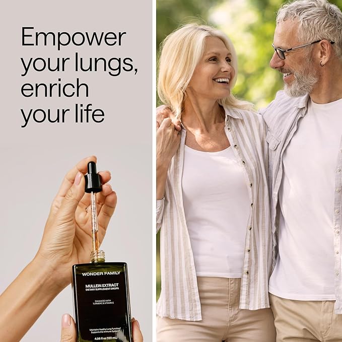Mullein Drops for Lungs - Lung Support Supplement with Turmeric, Vitamin E, & Mullein Leaf Extract